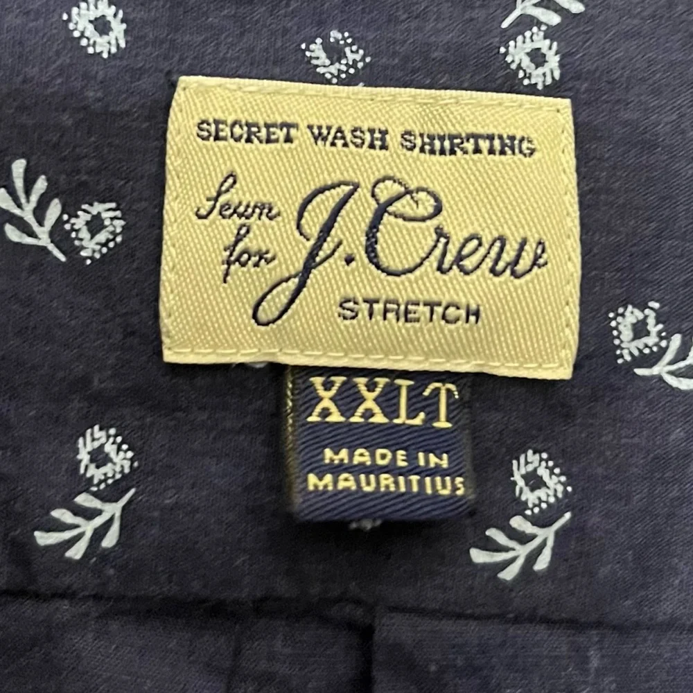 J. Crew Classic Secret Wash Shirting Blue Print Button Down Shirt Size XXLT